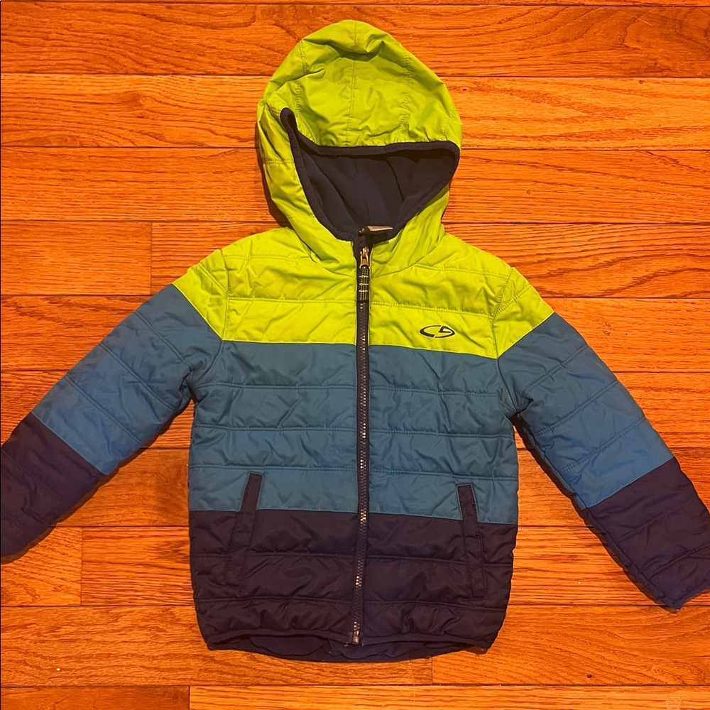 Champs Green and Blue Kids Puffer Jacket